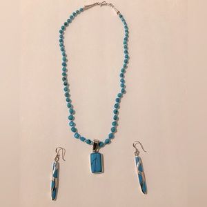 Vintage Native American Sterling Silver & Turquoise necklace & bracelet set
